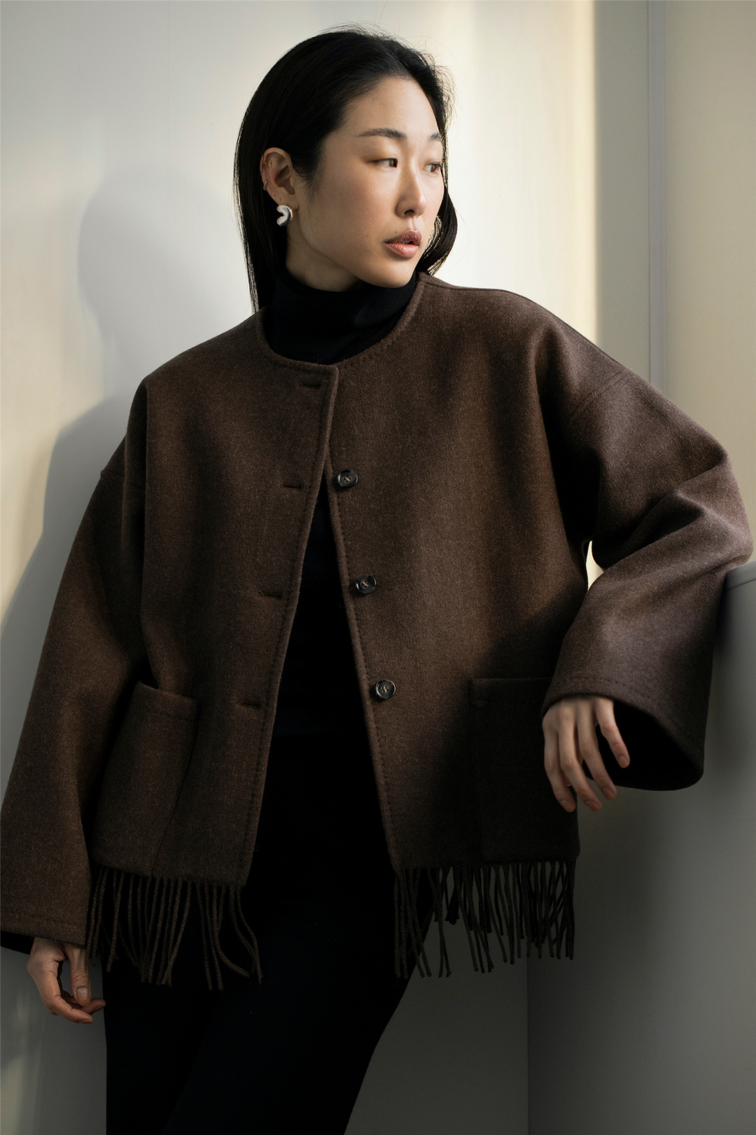 Christian Aks Yttertøy Carla Lambswool Jacket Brown Mel