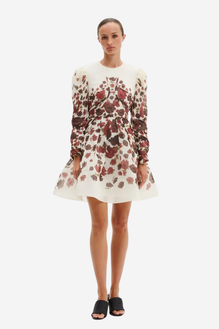 Leoni Silk Blend Mini Dress Wine Peony