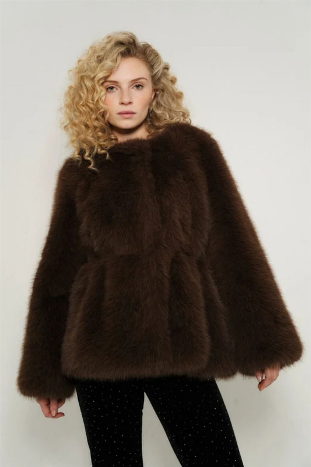 Grace Fake Fur Jacket Brown