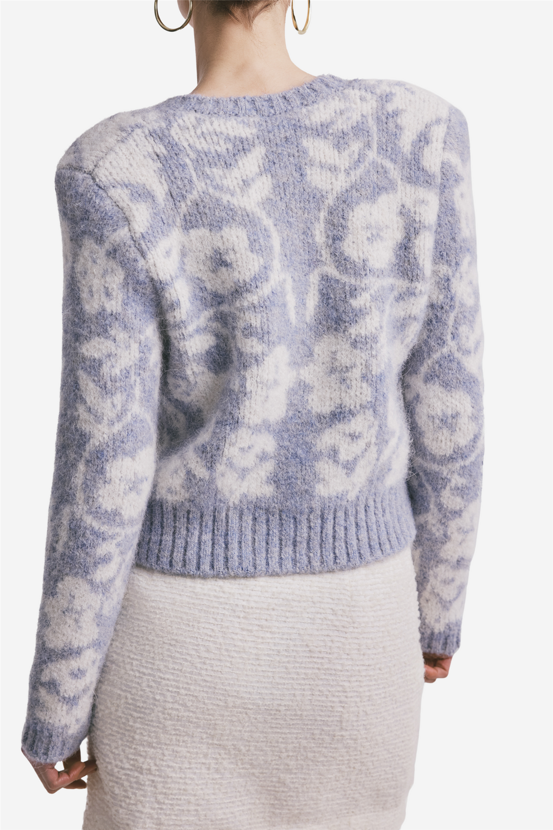 Jacquard Knit Jacket Sky Blue