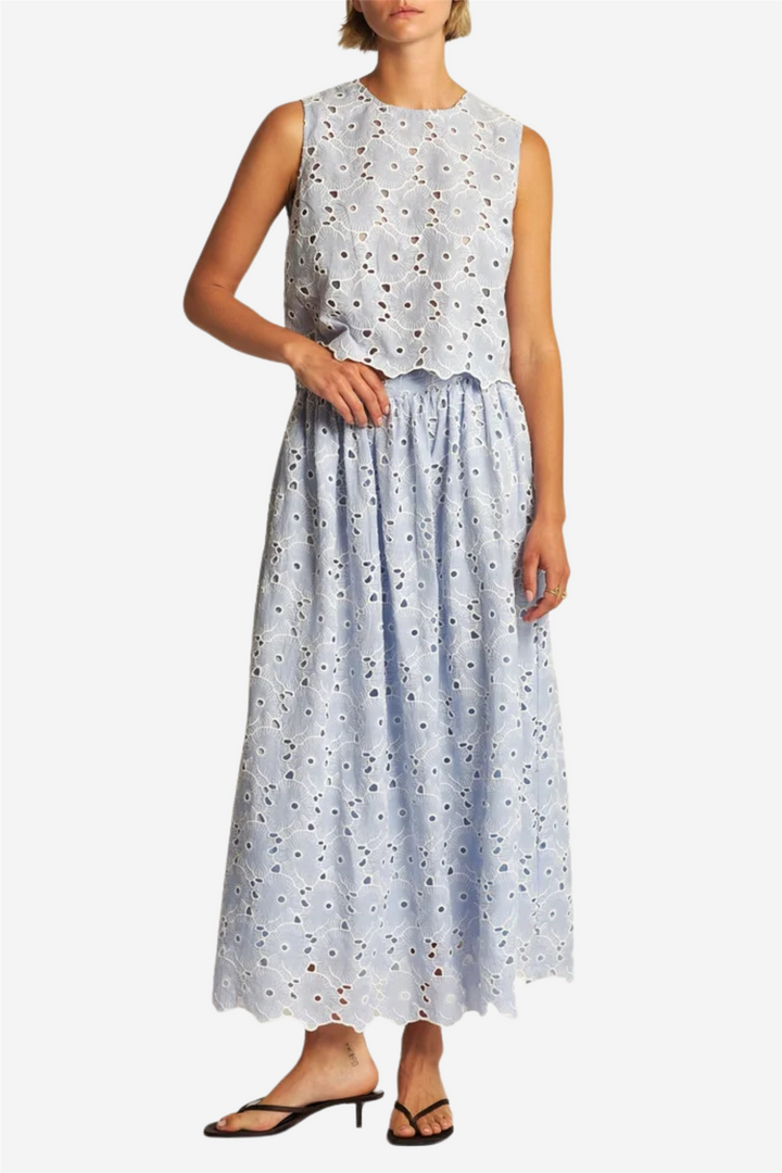 Broderie Anglaise Skirt Light Blue