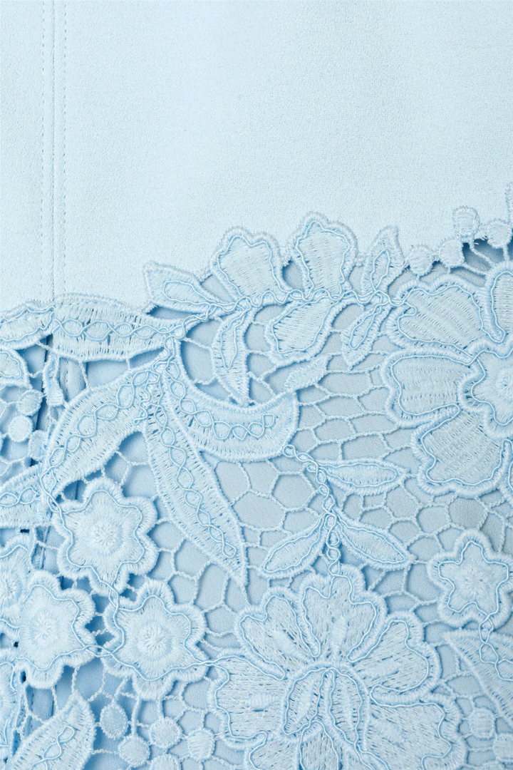 Crepe Lace Mini Dress Blue