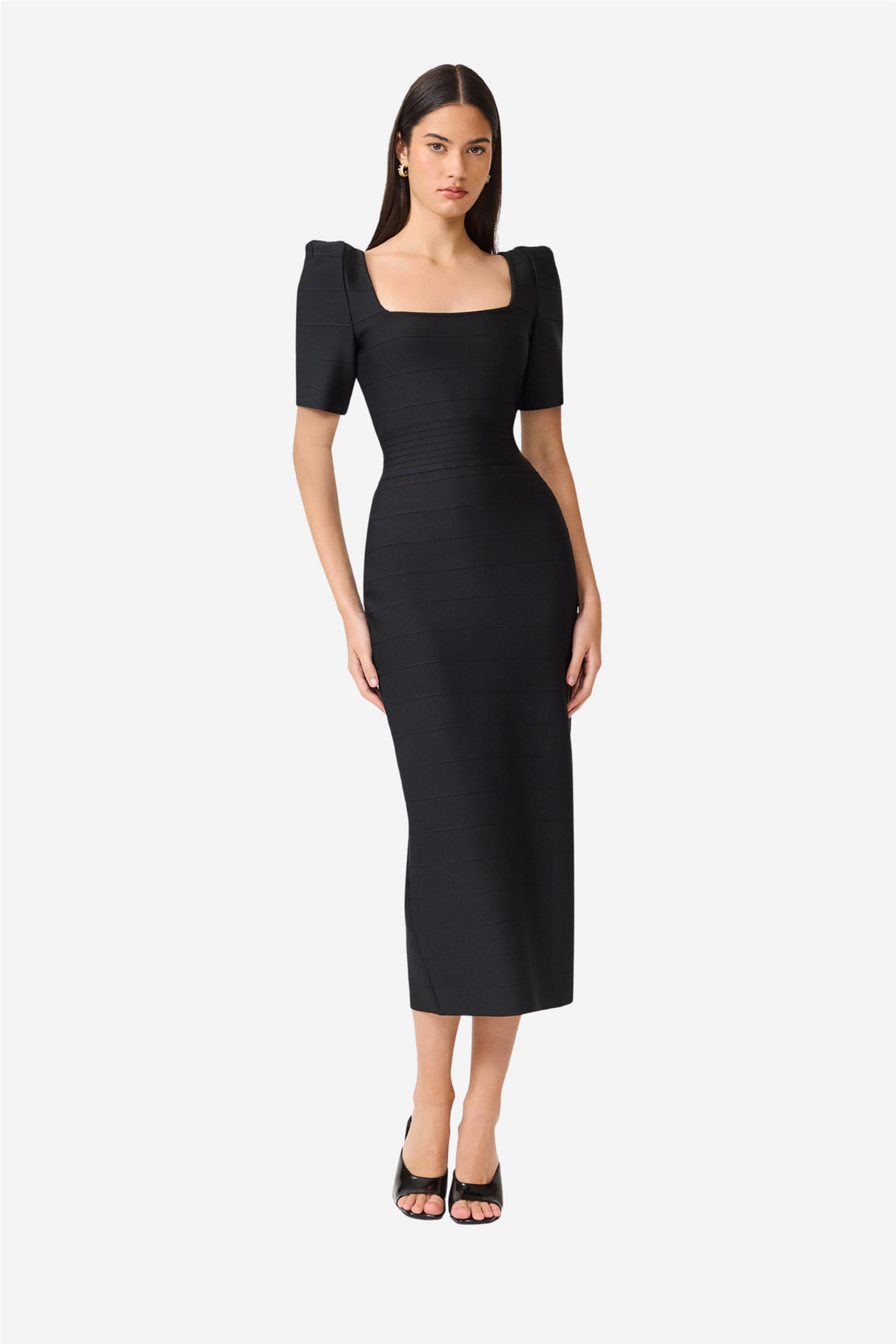 Ninette Square Neck Column Maxi Dress Black