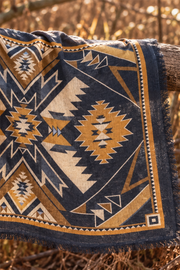 Canyon Cashmere Scarf Navy/Beige