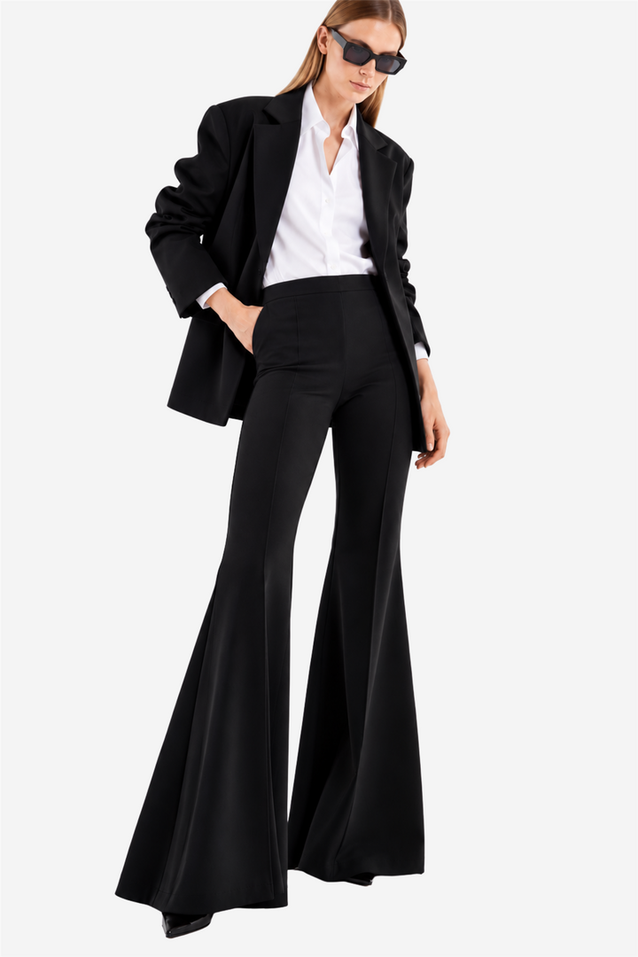 Flared Suit Trousers Nero