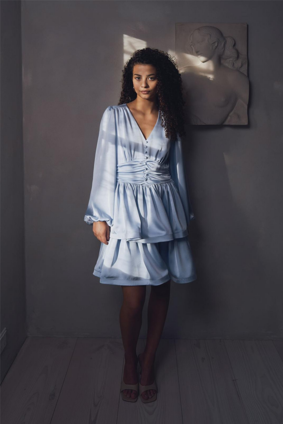 Rivana Heavy Sateen Dress Light Blue