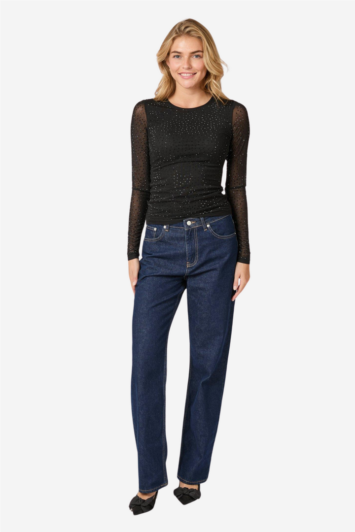 Basira Stone Mesh Blouse Black