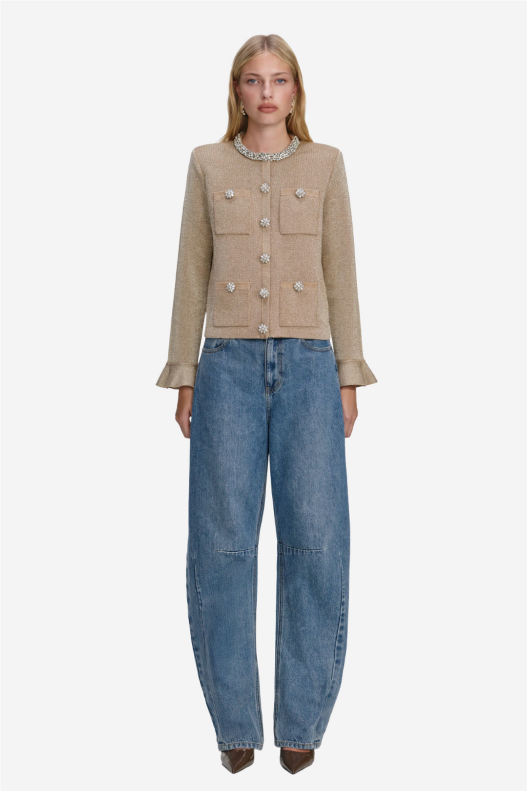 Gold Crystal Trim Cardigan