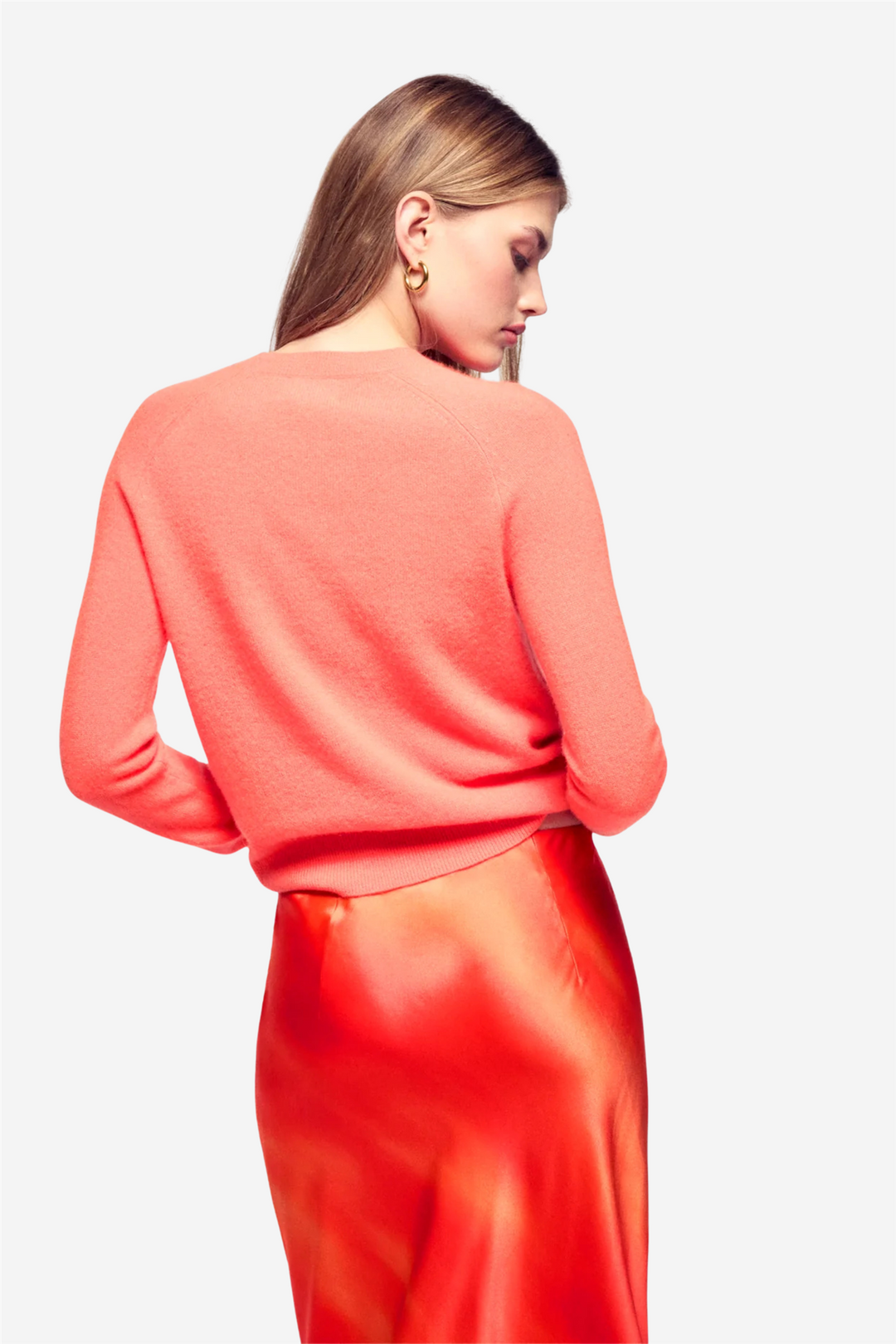 Light Sleeve Crewneck Sweater Fire Orange