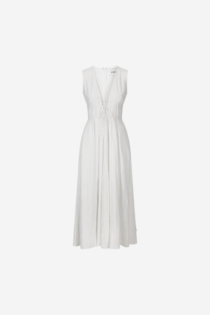 Kathy Herringbone Dress White