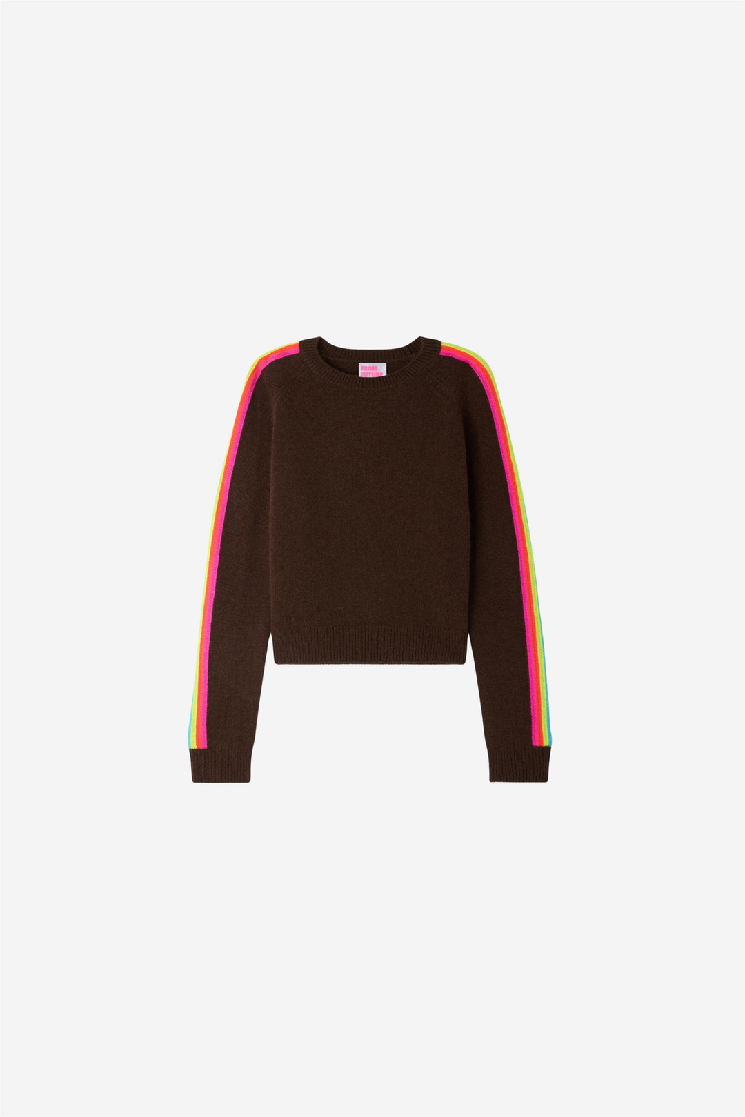Multicolor Striped Crewneck Sweater Chocolate