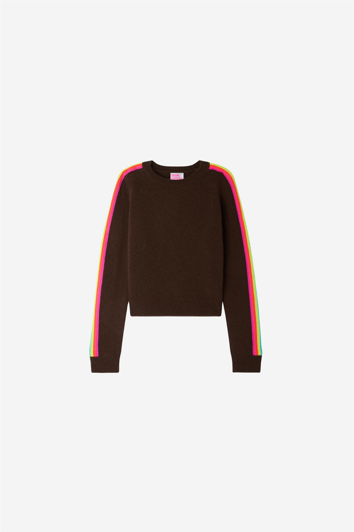 Multicolor Striped Crewneck Sweater Chocolate
