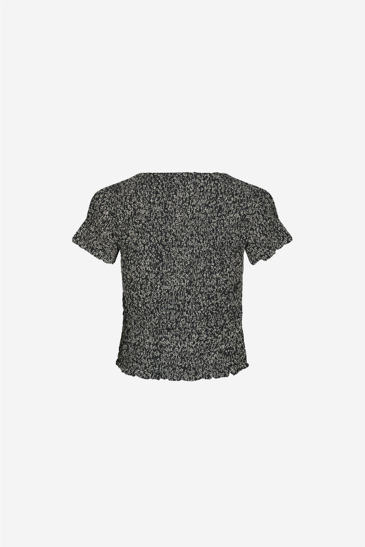 Aletta Flower Check Top Black