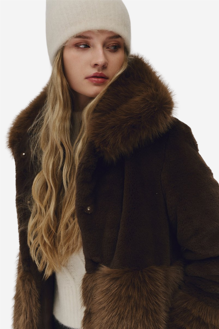 Anna Fake Fur Jacket Dark Brown