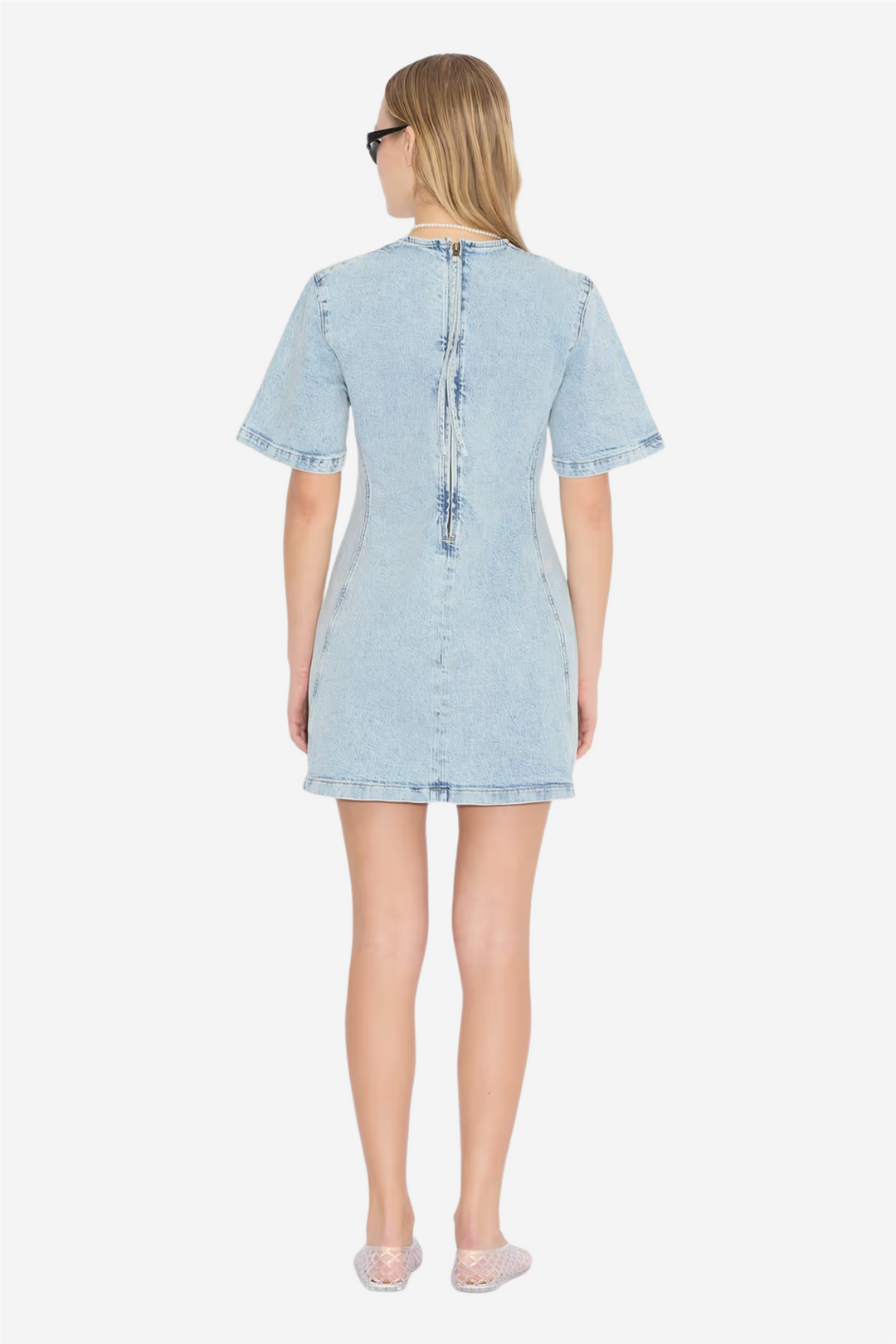 Short Denim Dress Blue Washed