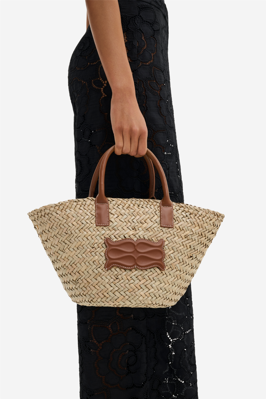 Small Monogram Straw Tote Cognac