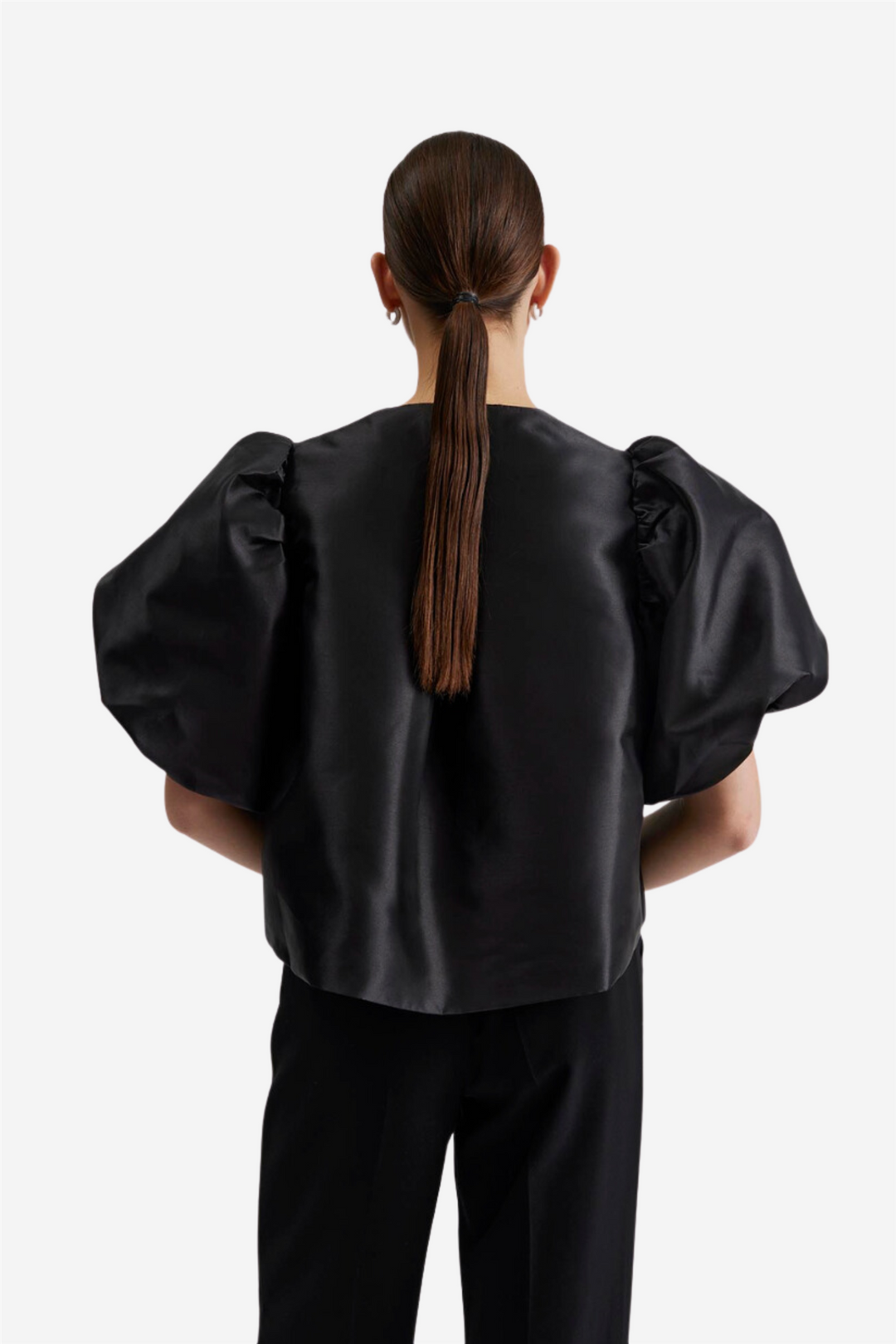 Cleo pouf sleeve blouse Black