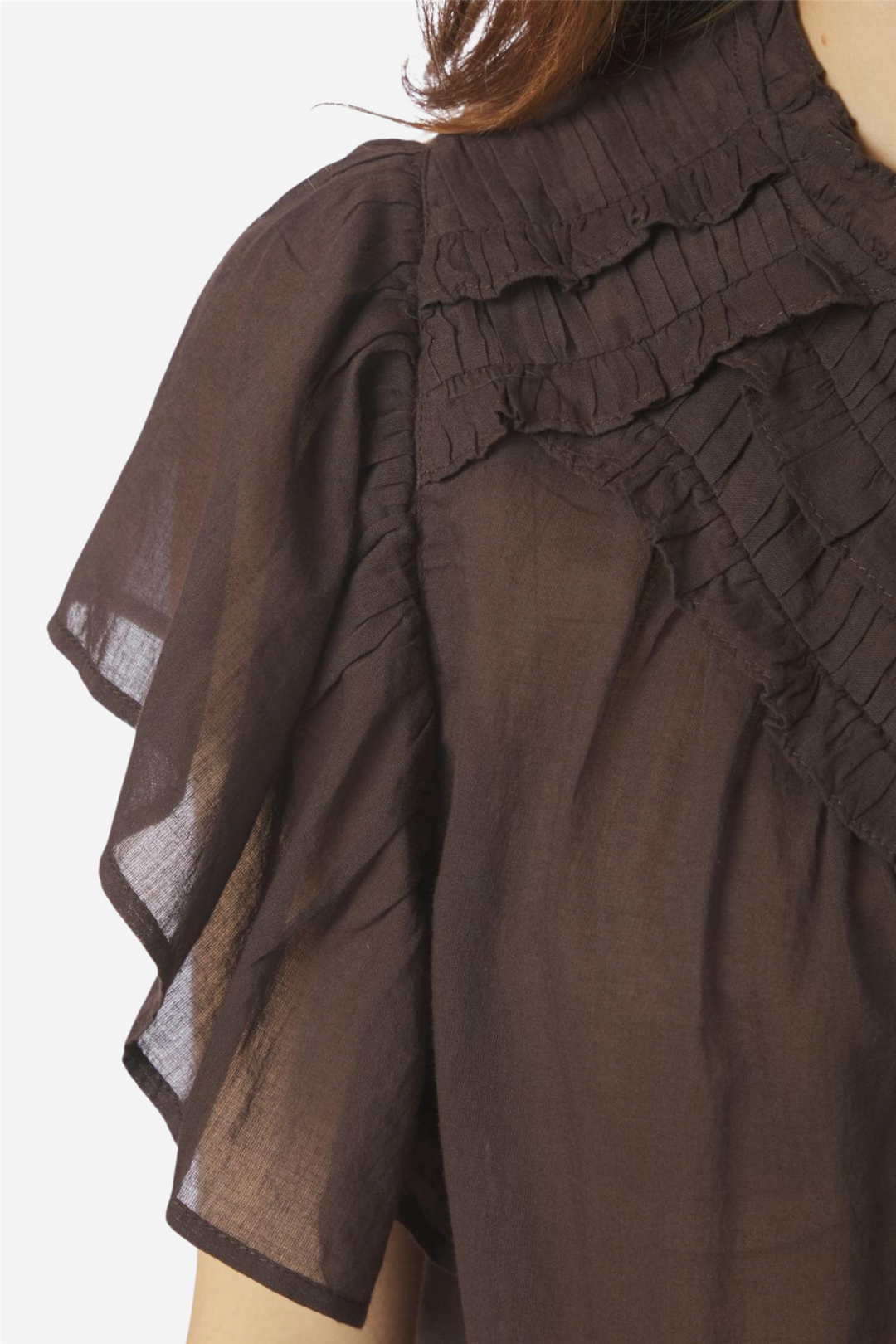 Vinsa S Voile Top Dark Brown