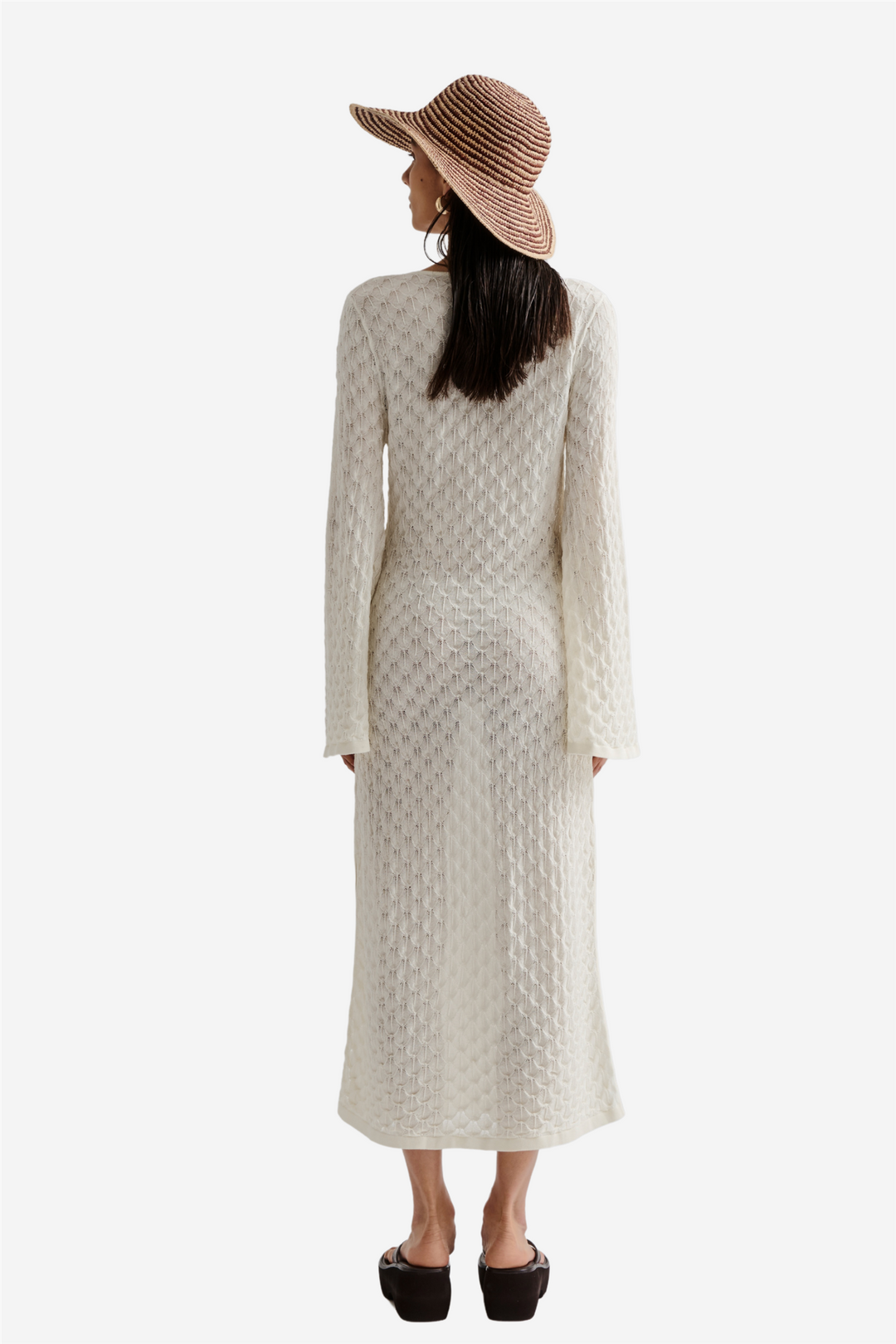 Sylvie fitted knitted maxi kaftan Cream