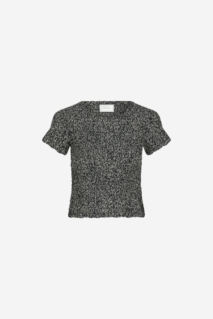 Aletta Flower Check Top Black
