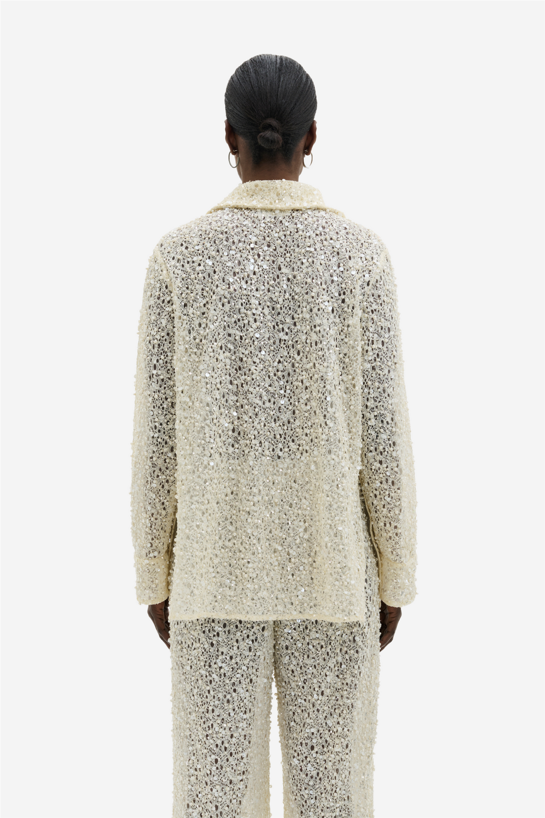 Philippa Embellished Lace Shirt Pearl