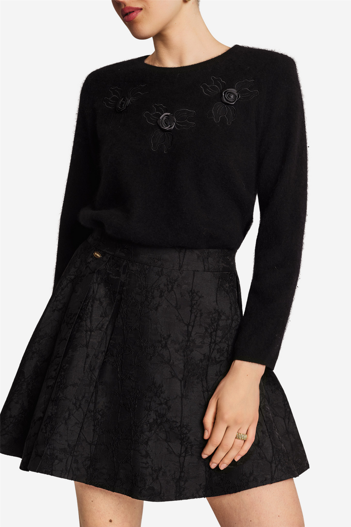 Brocade Mini Skirt Black