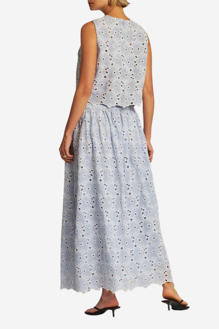 Broderie Anglaise Skirt Light Blue