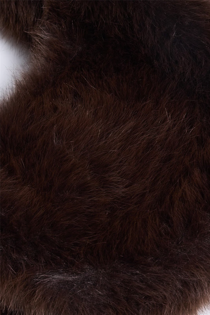 Reiko Furry Small Bag Dark Brown