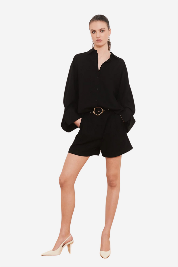 Zephyr Linen Shorts Black