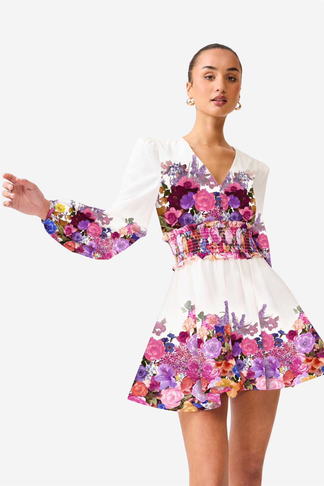 Alice Long Sleeve Mini Dress Ombre Floral