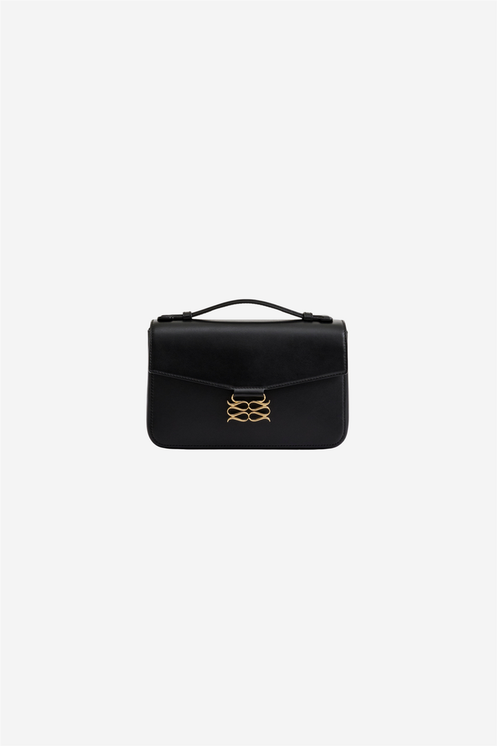 Monogram Leather Shoulder Bag Black