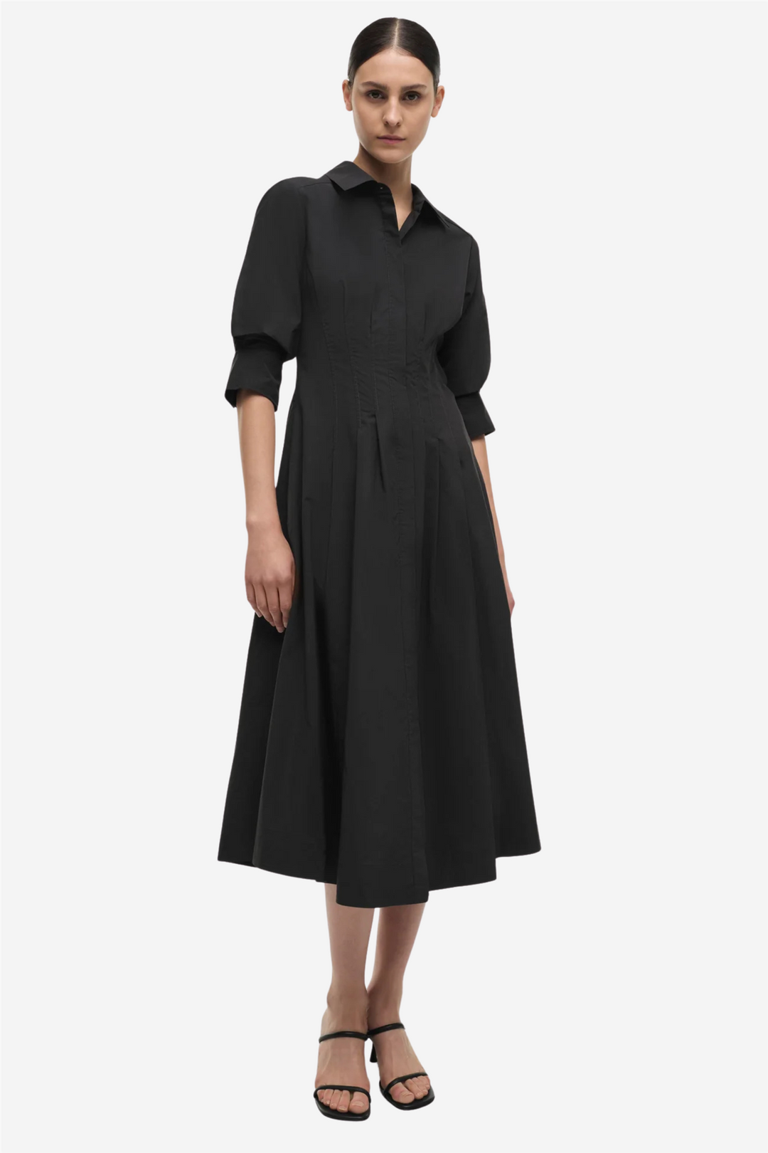 Jazz Pintuck Midi Dress Black