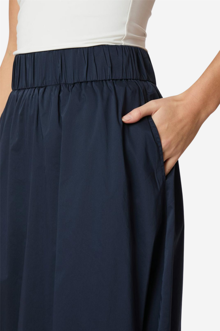 Yara Long Poplin Skirt Navy