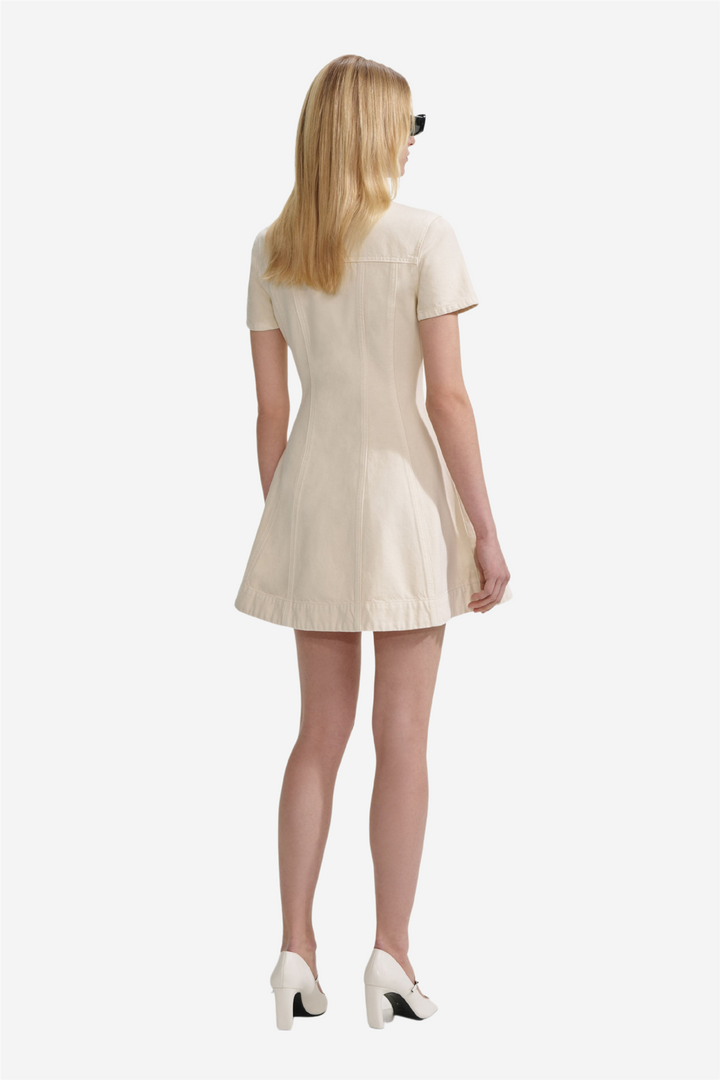 Cream Collared Denim Mini Dress
