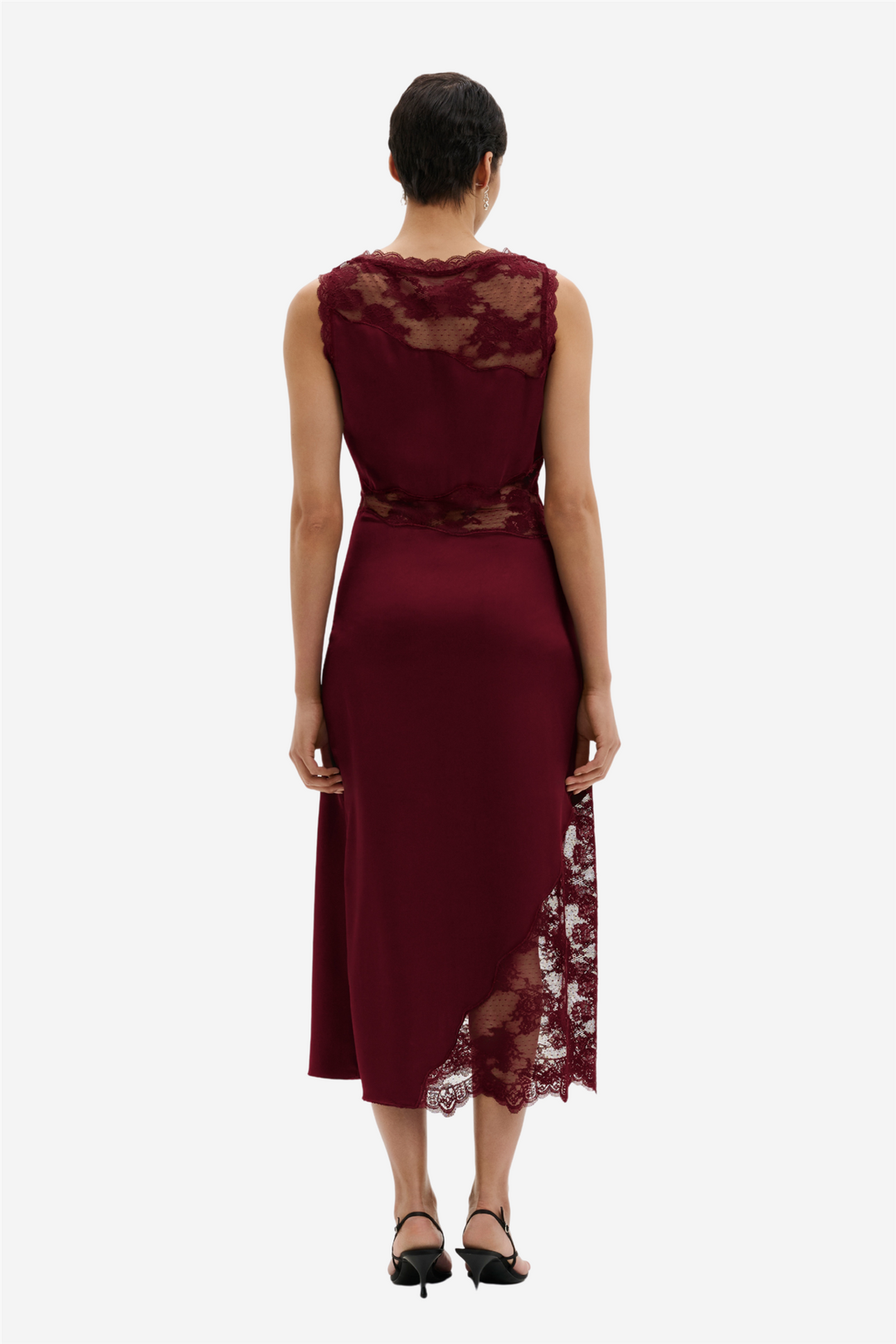 Desire Lace Trimmed Cut Out Midi Dress Ruby