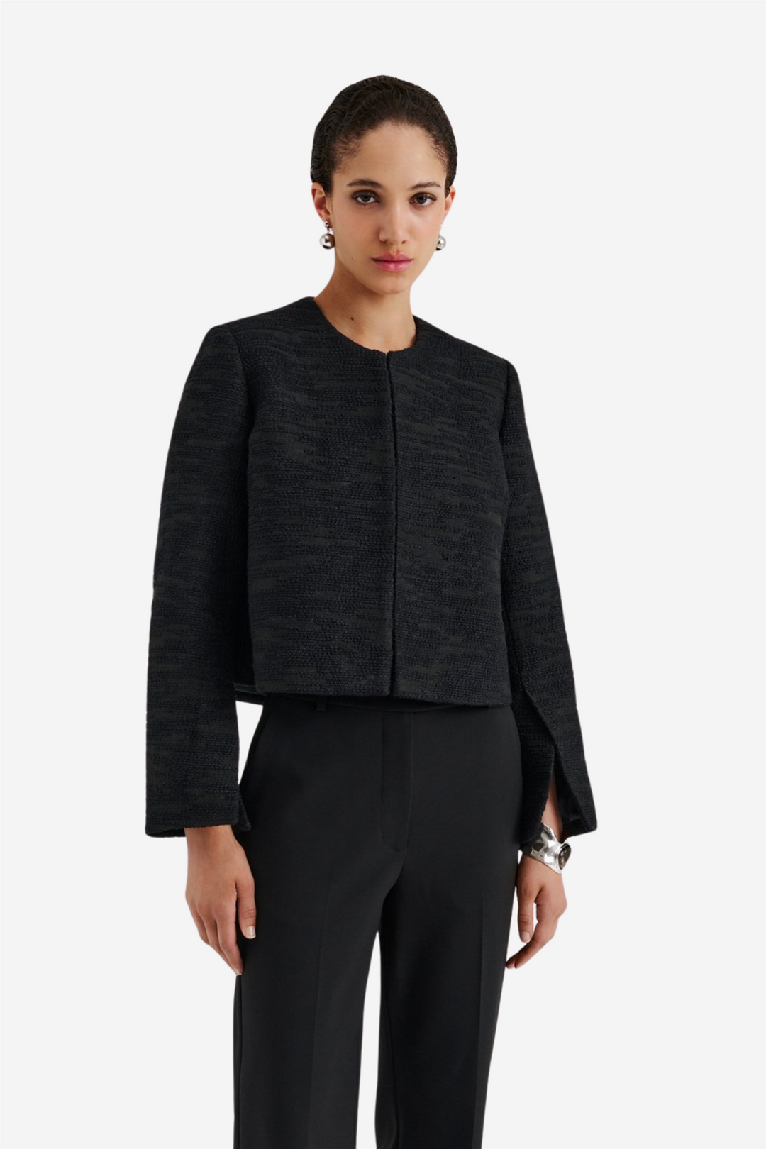Ruthie Cropped Boucle Blazer Black