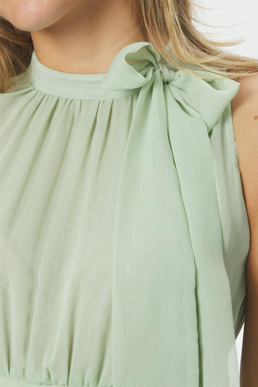 Marli Solid Chiffon Dress Light Green