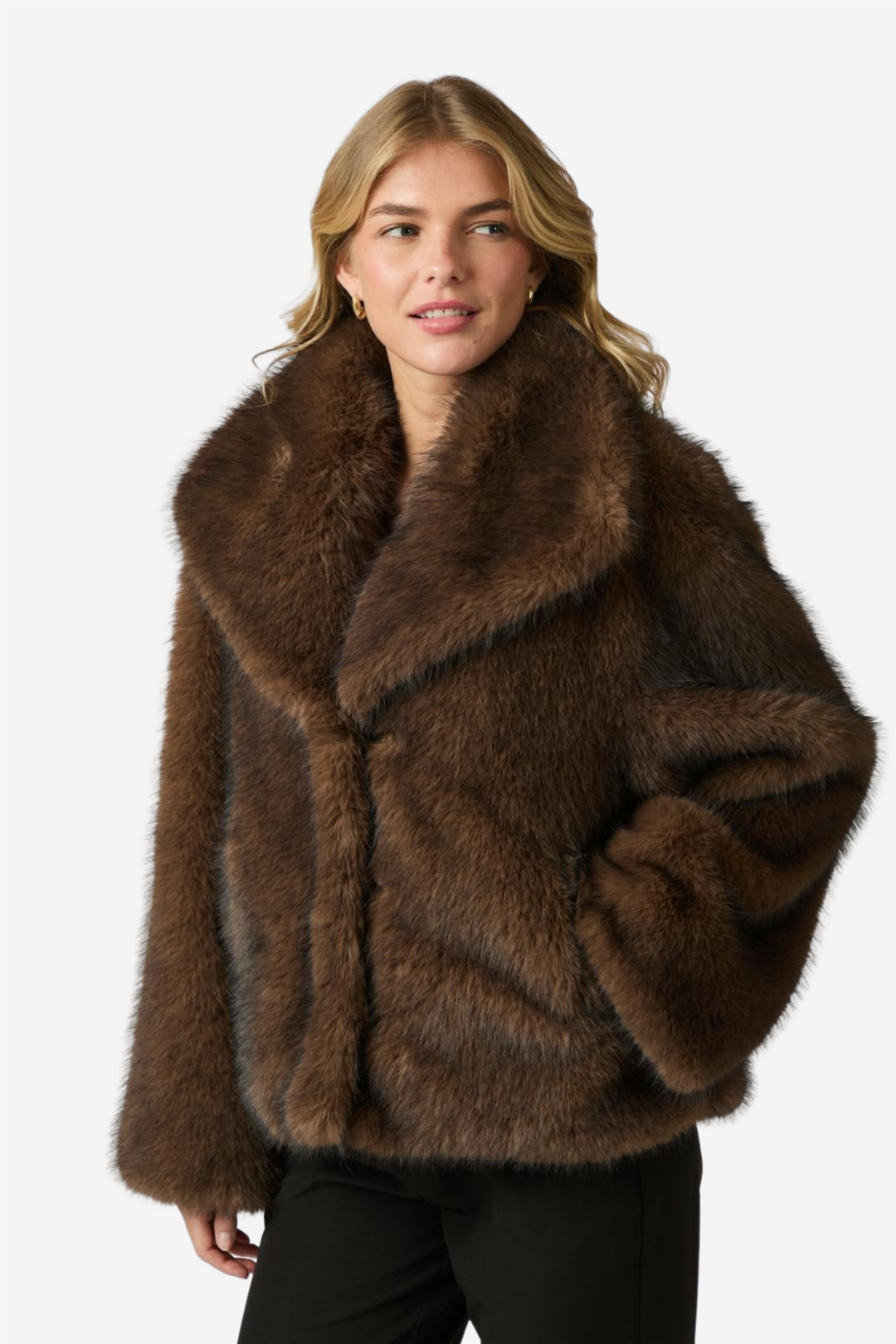Stephanie Faux Fur Jacket Brown
