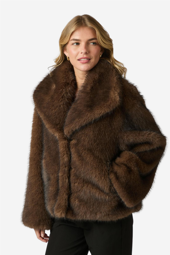 Stephanie Faux Fur Jacket Brown