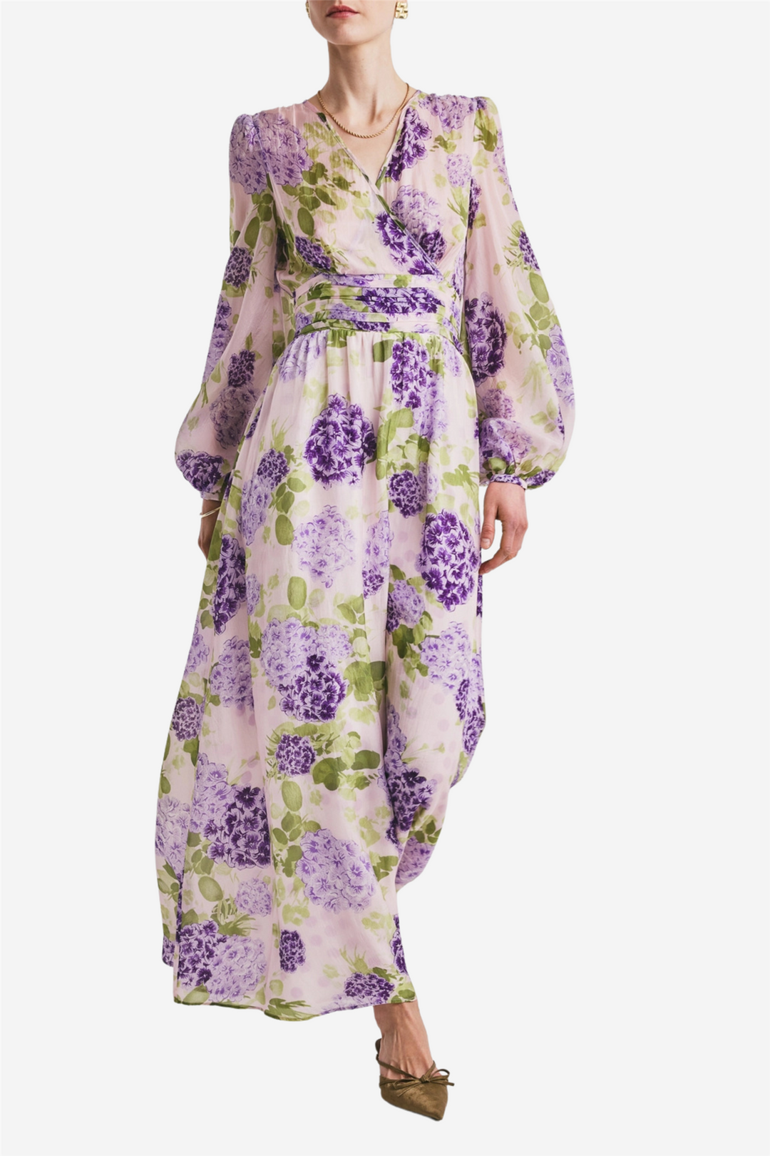 Cupro Tieband Gown Purple Flowerfield