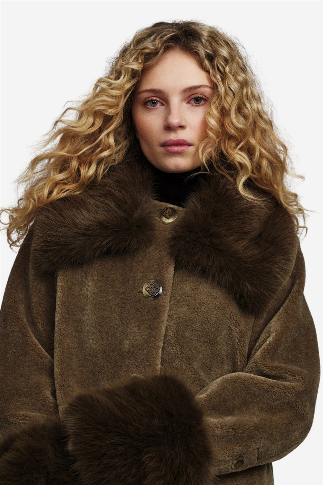 Dina Fake Fur Collar Brown