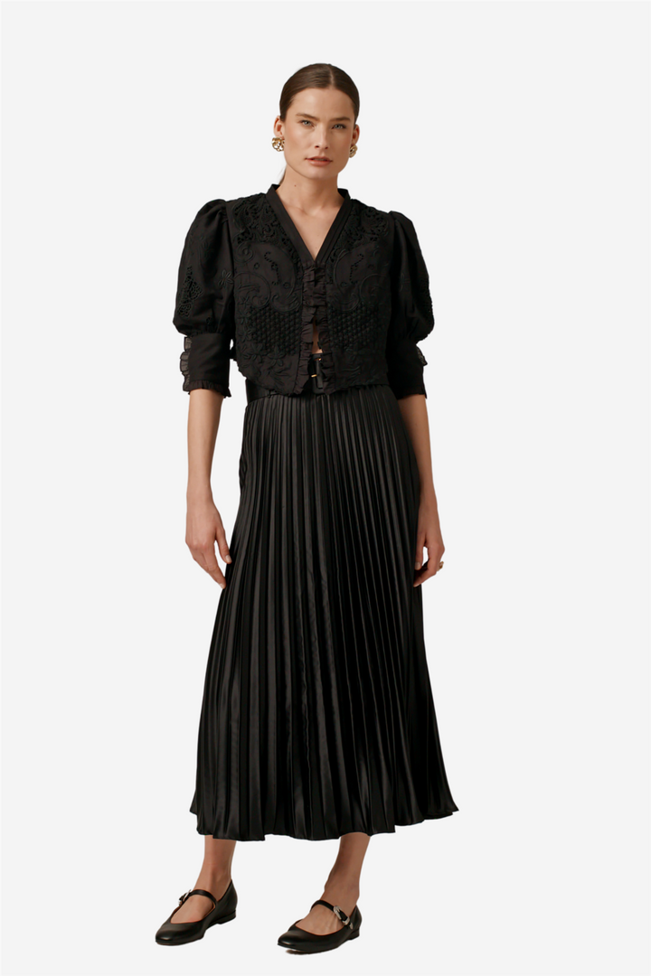 Linen Embroidery Jacket Black