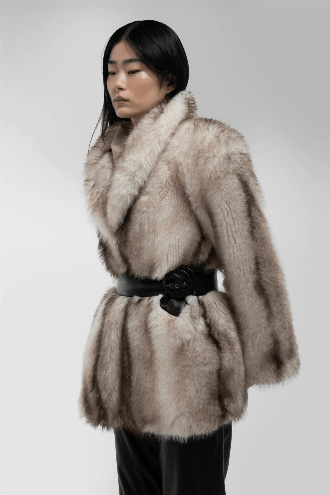 Ducie Yttertøy Emilia Fur Jacket Taupe Striped