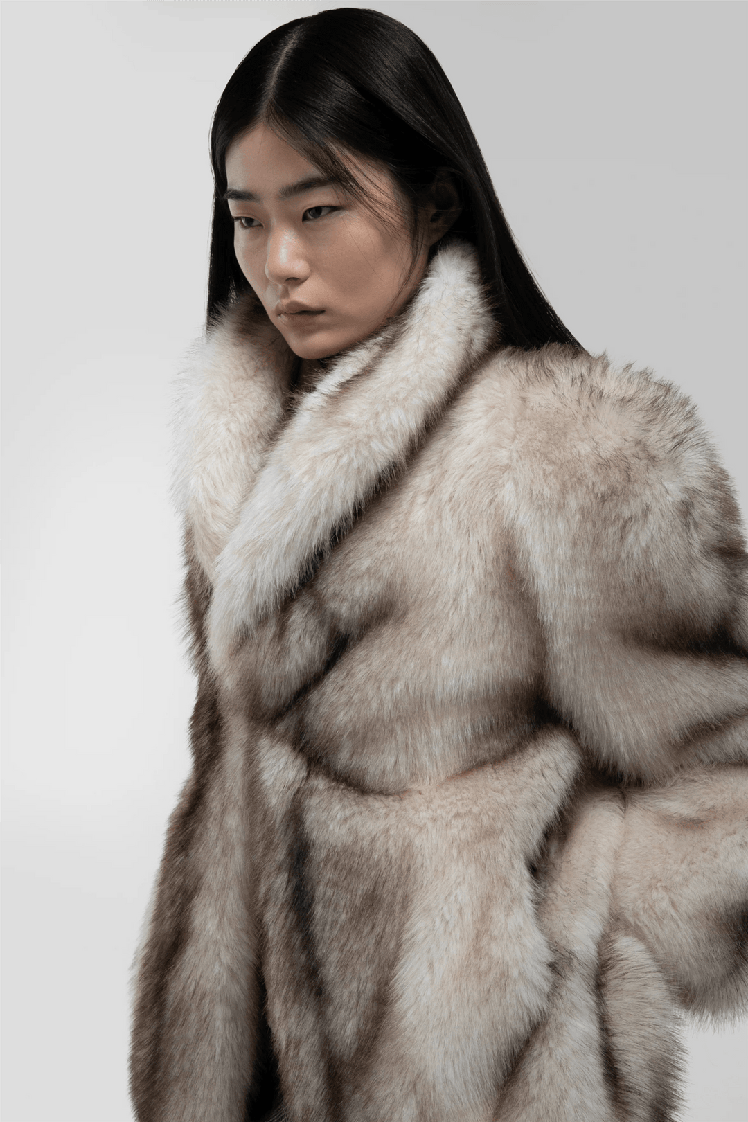 Ducie Yttertøy Emilia Fur Jacket Taupe Striped