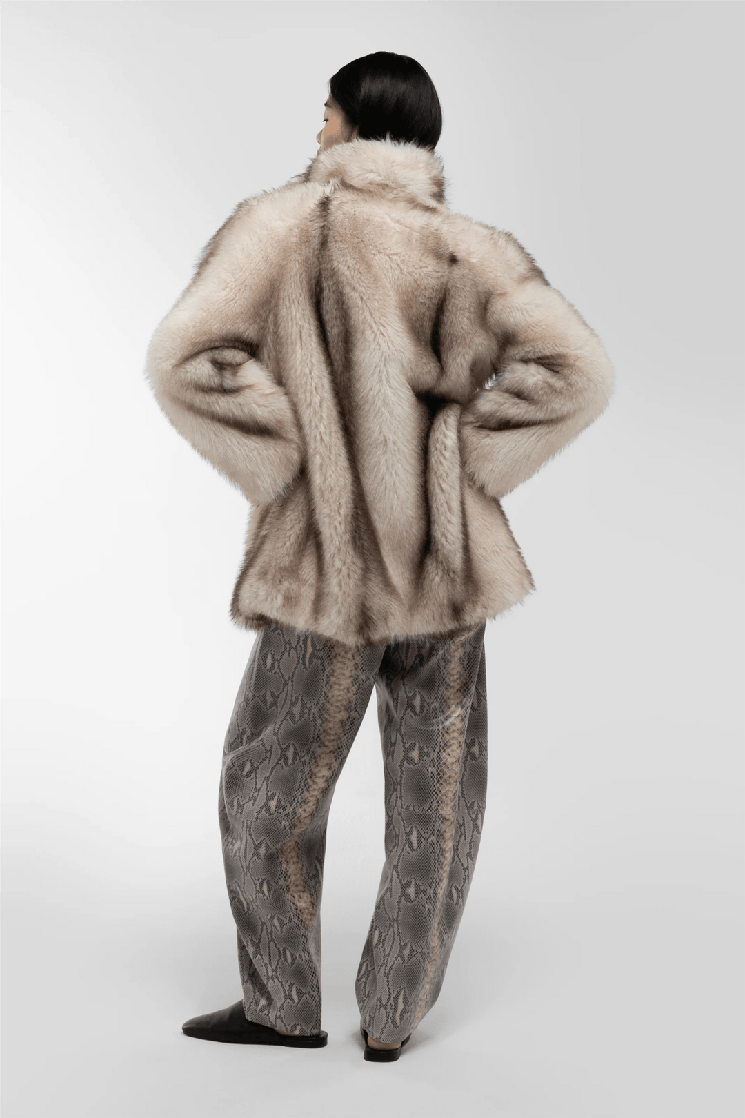 Ducie Yttertøy Emilia Fur Jacket Taupe Striped