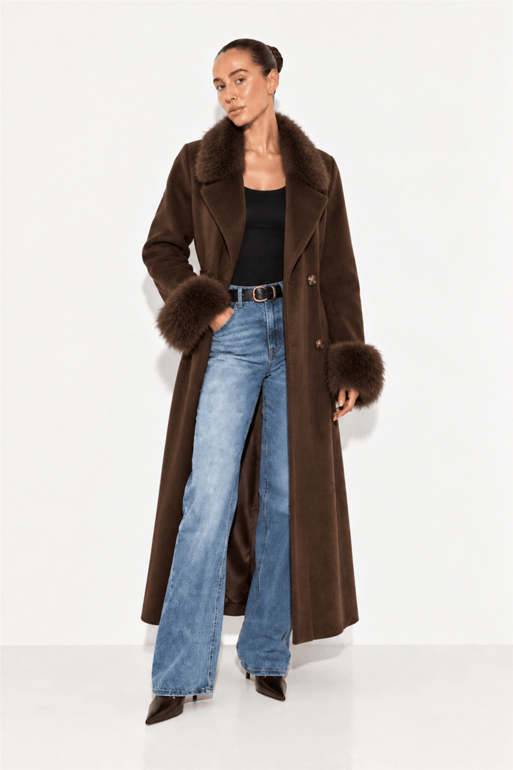 Ducie Yttertøy Marta Maxi Coat Faux Brown