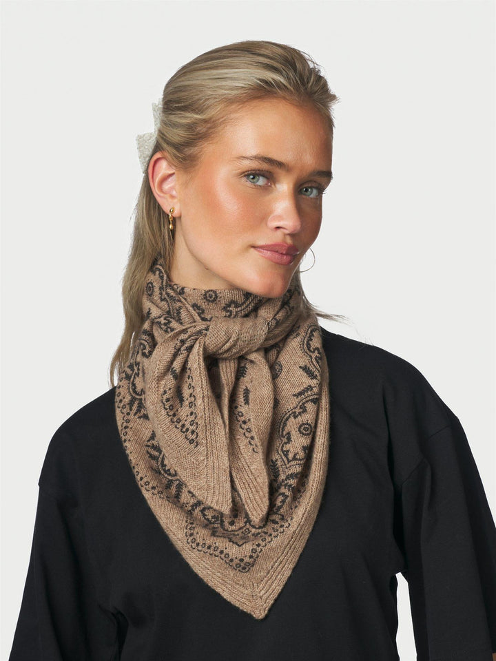 Lolana Paisley Knit Scarf Beige Melange