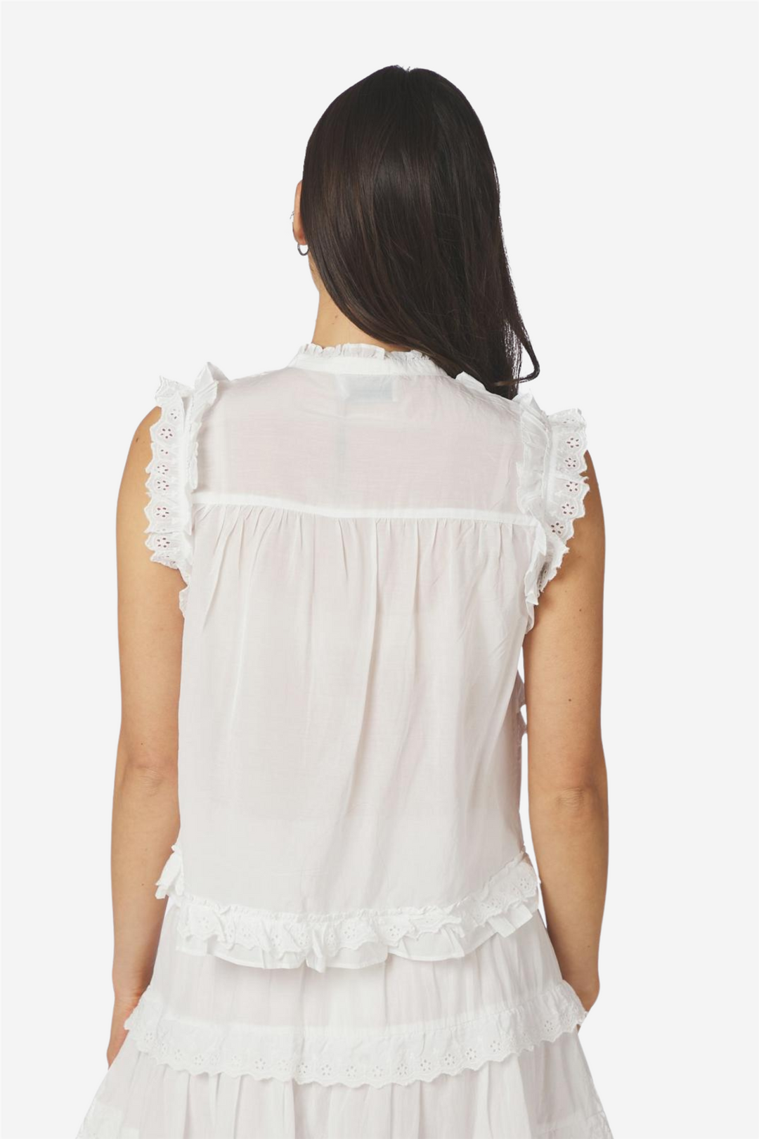 Celia Ruffle Top White