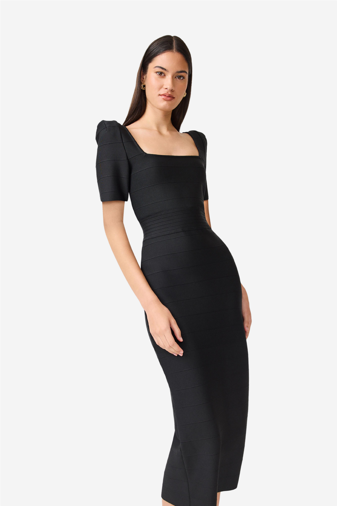Ninette Square Neck Column Maxi Dress Black