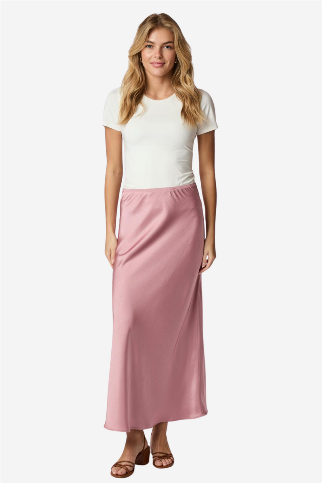 Vicky Heavy Sateen Skirt Evening Rose